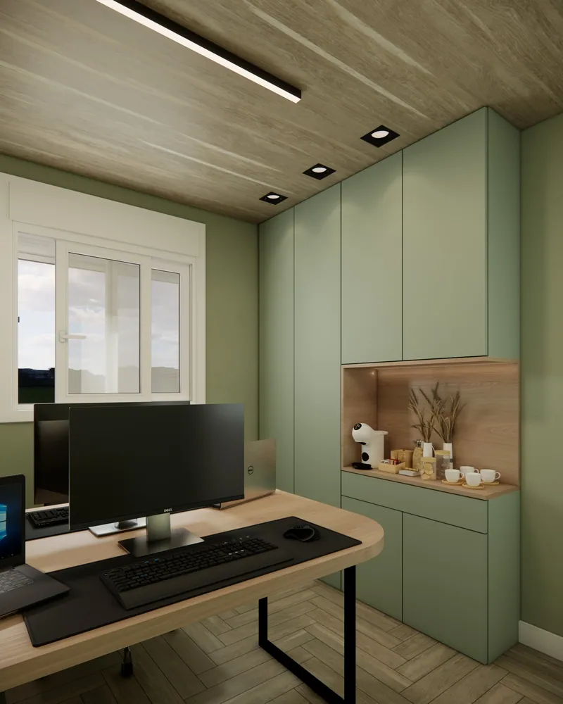Home office de 7 m² em apartamento em Igrejinha, RS: ambiente projetado pela Corgê Arquitetura (imagem 4 de 12)