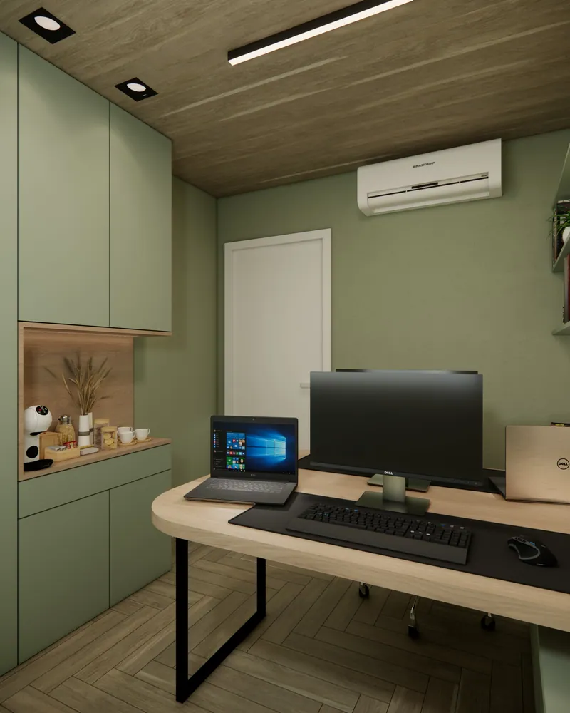 Home office de 7 m² em apartamento em Igrejinha, RS: ambiente projetado pela Corgê Arquitetura (imagem 6 de 12)