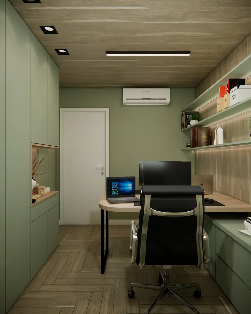 Home office de 7 m² em apartamento em Igrejinha, RS: ambiente projetado pela Corgê Arquitetura (imagem 7 de 12)