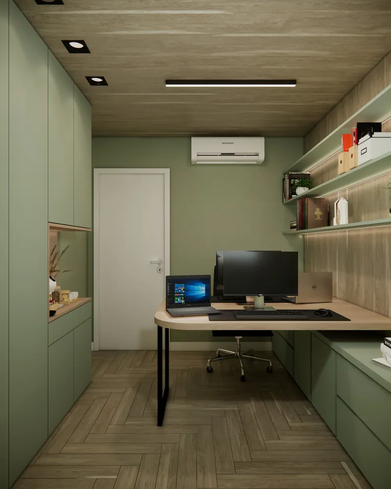 Home office de 7 m² em apartamento em Igrejinha, RS: ambiente projetado pela Corgê Arquitetura (imagem 8 de 12)