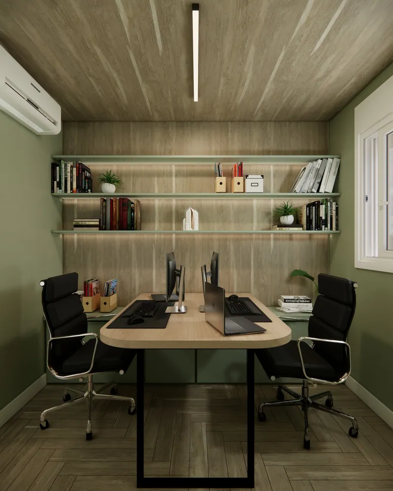 Home office de 7 m² em apartamento em Igrejinha, RS: ambiente projetado pela Corgê Arquitetura (imagem 10 de 12)