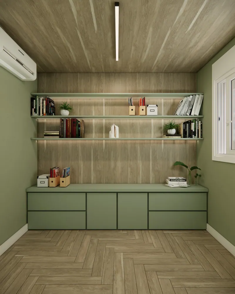 Home office de 7 m² em apartamento em Igrejinha, RS: ambiente projetado pela Corgê Arquitetura (imagem 11 de 12)