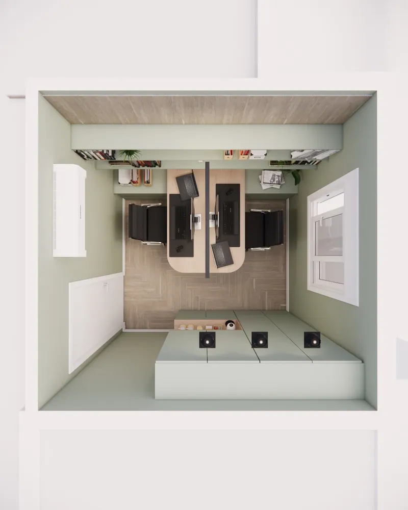 Home office de 7 m² em apartamento em Igrejinha, RS: ambiente projetado pela Corgê Arquitetura (imagem 12 de 12)