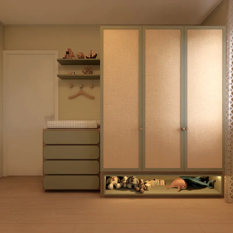 Quarto de bebê com 7 m² em apartamento em Taquara, RS: ambiente projetado pela Corgê Arquitetura (imagem 3 de 7)