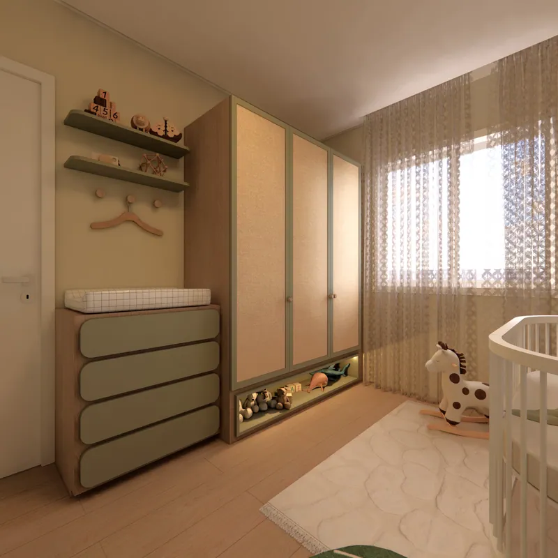 Quarto de bebê com 7 m² em apartamento em Taquara, RS: ambiente projetado pela Corgê Arquitetura (imagem 5 de 7)