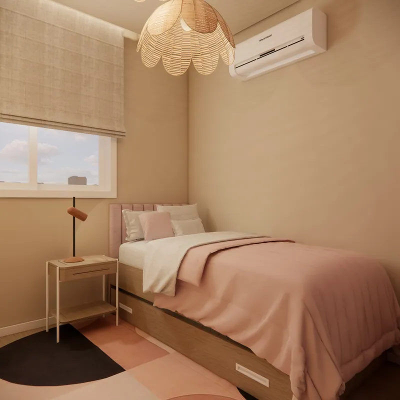 Quarto de menina adolescente, 9 m² em residência em Taquara, RS: ambiente projetado pela Corgê Arquitetura (imagem 2 de 8)