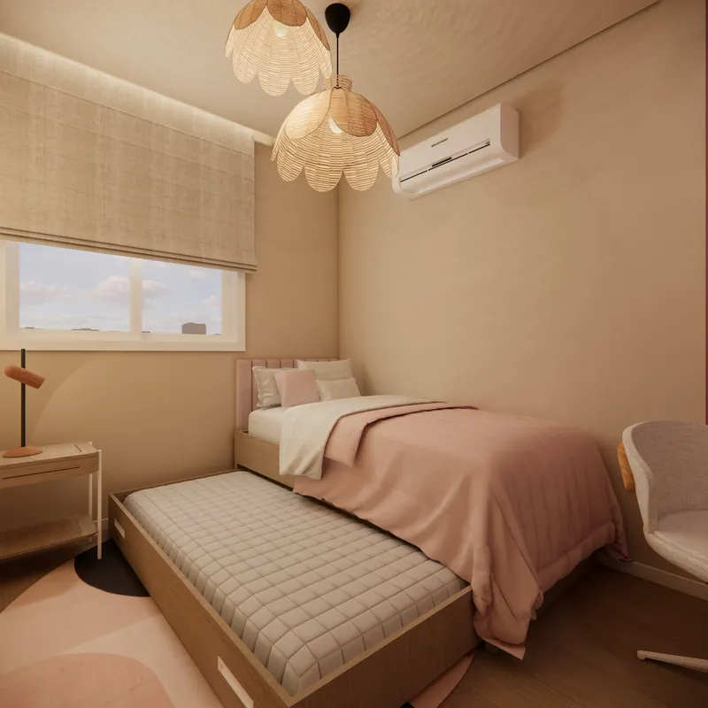 Quarto de menina adolescente, 9 m² em residência em Taquara, RS: ambiente projetado pela Corgê Arquitetura (imagem 3 de 8)