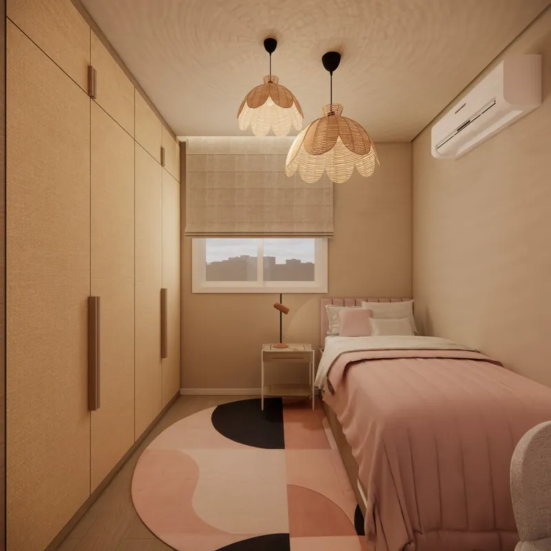 Quarto de menina adolescente, 9 m² em residência em Taquara, RS: ambiente projetado pela Corgê Arquitetura (imagem 4 de 8)