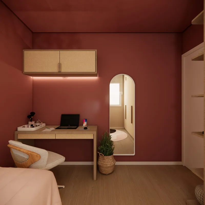 Quarto de menina adolescente, 9 m² em residência em Taquara, RS: ambiente projetado pela Corgê Arquitetura (imagem 7 de 8)
