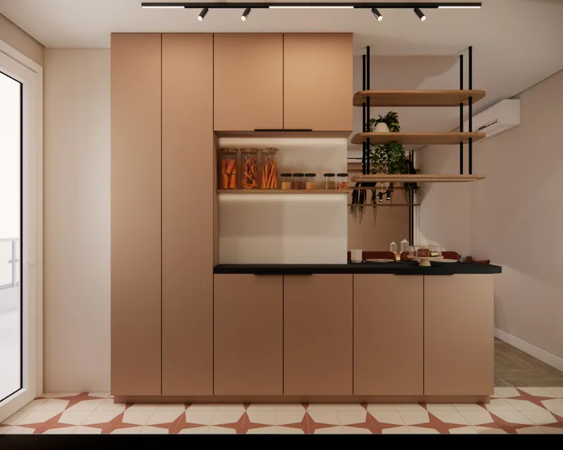 Sala de estar integrada de 30 m² em apartamento em Igrejinha, RS: ambiente projetado pela Corgê Arquitetura (imagem 9 de 10)